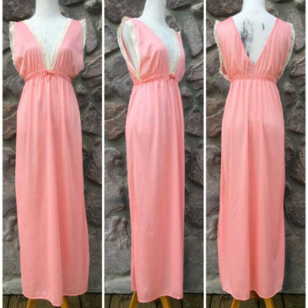 Vintage Coral Pink Goddess Nightgown